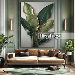 تابلو مدرن آوای برگ‌های زینتی _ کد O21