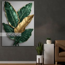 تابلو برگ‌های شگفت‌انگیز با طراحی طلایی کدO22