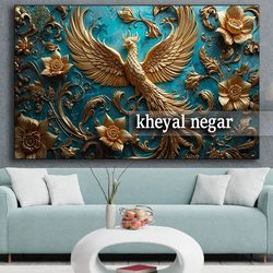 تابلو سه بعدی پرنده افسانه‌ای (ققنوس) / نماد زیبایی و تجدید حیات 🌺 کد O28
