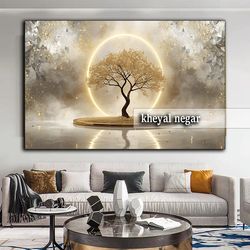 تابلو مدرن درخت زیبا با نور جادویی / نماد آرامش و زندگی ✨ کد O32