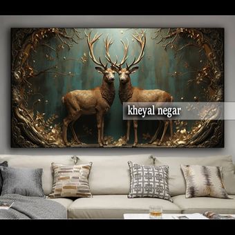 🦌 تابلو سه بعدی گوزن‌های زیبا با طراحی منحصر به فرد ✨ کد O38