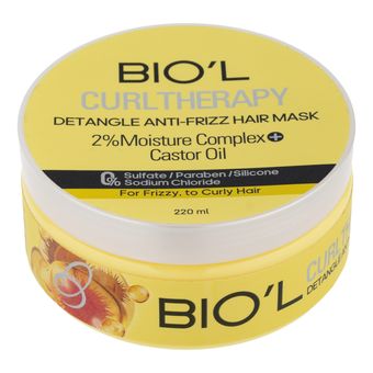 ماسک تقویت کننده مو بیول مدل Castor Oil مناسب برای موهای فر و مجعد حجم 220 میلی‌لیتر، بدون سولفات و مؤثر در بهبود حالت پذیری موه