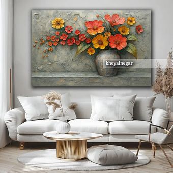 🌸 تابلو هنری "گلدان گل" / نماد شادی و زیبایی طبیعت ✨ کد O44