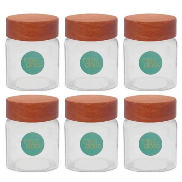 ست جا ادویه ای میس گلس مدل M5 در چوبی بسته 6 عددی