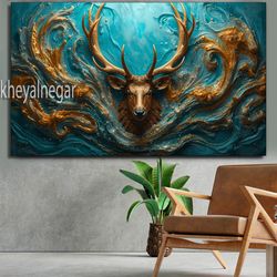 🦌 تابلو سه بعدی گوزن شاهانه / دنیای قدرت و زیبایی‌های طبیعی 🌊 کد o6