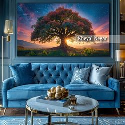 تابلو عکس درخت بزرگ در غروب آفتاب _ کد O78