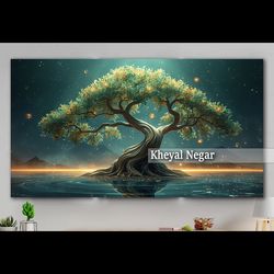 تابلو عکس خاص درخت جادویی در کنار دریاچه _ کد O79