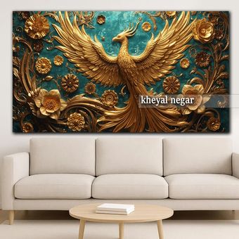 تابلو عکس ققنوس افسانه ای در میان گل ها _ کد O82