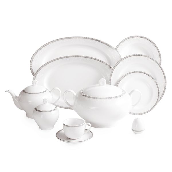 سرویس غذاخوری 102 پارچه چینی زرین ایران سری ایتالیا اف مدل Riva درجه یک