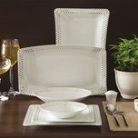 سرویس غذاخوری 97 پارچه چینی زرین سری وینچی مدل اسپاتی پلاتینی درجه یک