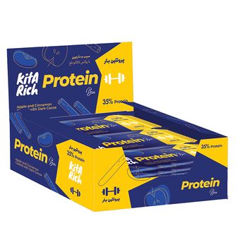 پروتئین بار سیب و دارچین و شکلات تلخ کیتاریچ - 45 گرم بسته 12 عددی