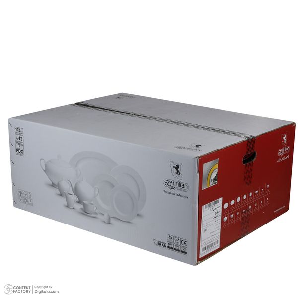 سرویس چینی 102 پارچه غذا خوری چینی زرین ایران سری ایتالیا اف مدل ویلیج درجه یک