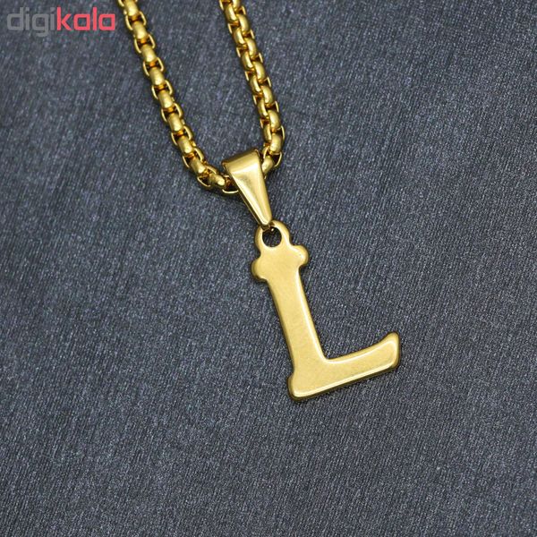 گردنبند مردانه طرح حرف L کد h016