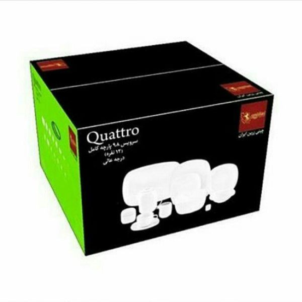 سرویس چینی 98 پارچه کامل چینی زرین ایران سری کواترو مدل فلورانس درجه یک