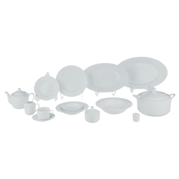 سرویس غذاخوری 102 پارچه 12 نفره چینی زرین ایران مدل رادیانس سفید درجه عالی