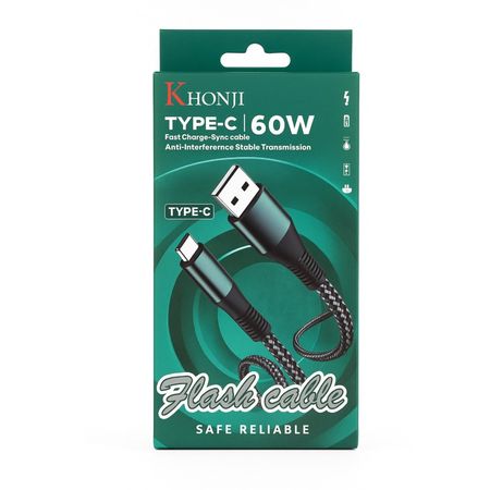 کابل یک سر USB تایپ سی C روکش حصیری