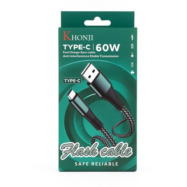 کابل یک سر USB تایپ سی C روکش حصیری