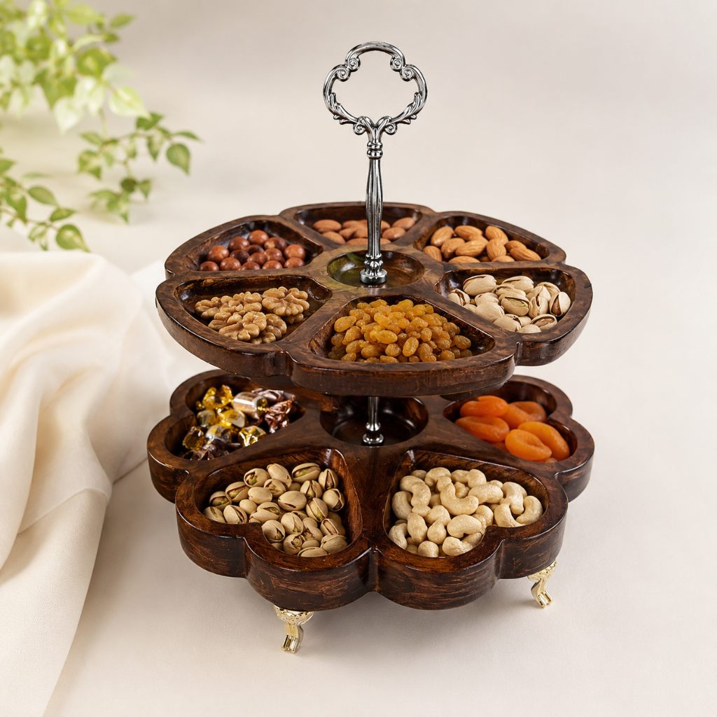 اردوخوری دوطبقه مدل قلب - سنگ مصنوعی طرح چوب