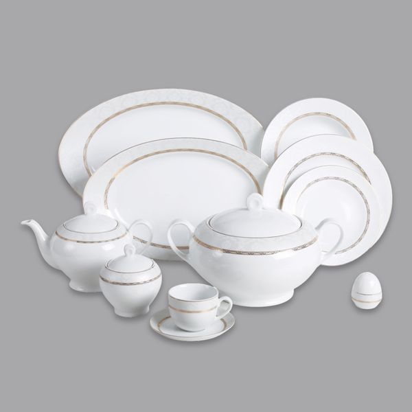 سرویس غذاخوری 102 پارچه 12 نفر چینی زرین ایران مدل Hadiye سری ایتالیا اف درجه یک