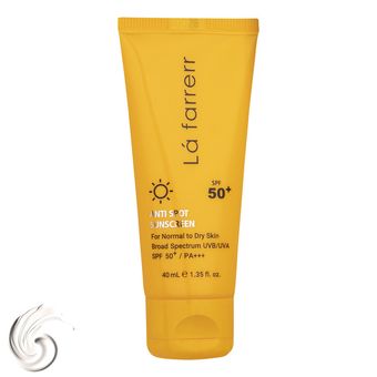 کرم ضد آفتاب بدون رنگ لافارر، مدل SPF50، مناسب پوست معمولی تا خشک و حجم 40 میلی‌لیتر، محافظت کننده در برابر اشعه UVAو UVB، ضد حس