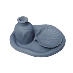 ست 3 تکه گلدان و استند جواهرات بتنی مدل دفرمه کد T08