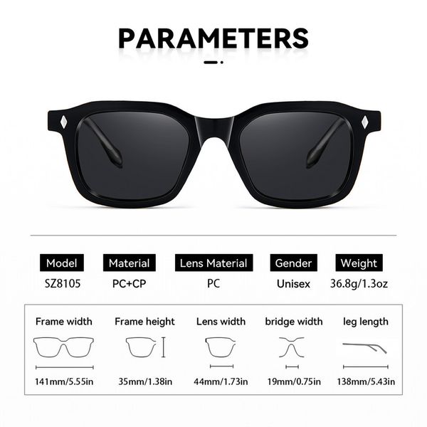 عینک آفتابی ویفرر (Wayfarer) آلبرت وگ مدل SZ8105 Obsidian