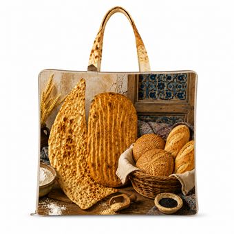 کیسه نان مدل دو لایه طرح نان کد KN03 سایز 48 × 43 سانتی‌متر