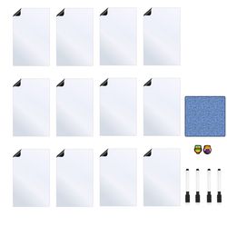 تخته وایتبرد مدل A6 Pack 12 سایز 15x10x0.05 سانتیمتر به همراه ماژیک، مگنت و دستمال مجموعه 19 عددی