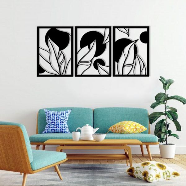 دیوارکوب ماهوت طرح پنل برگ مجموعه 3 عددی