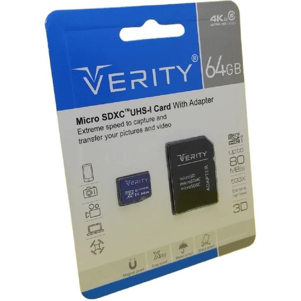 کارت حافظه وریتی ظرفیت 64 گیگ مدل Extreme با گارانتی شرکتی