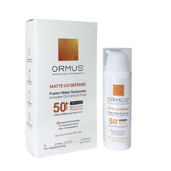 ضدآفتاب فلوئید بدون رنگ اورموس | +SPF 50 |مدل Fusion water  | مناسب برای پوست آکنه‌دار ، چرب