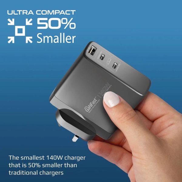 شارژر دیواری 140 وات پرومیت مدل GANCHARGE-140W  با گارانتی شرکتی