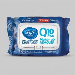 دستمال پاک کننده آرایشی دافی مدل Q10 PLUS ضد پیری بسته 50 عددی*937