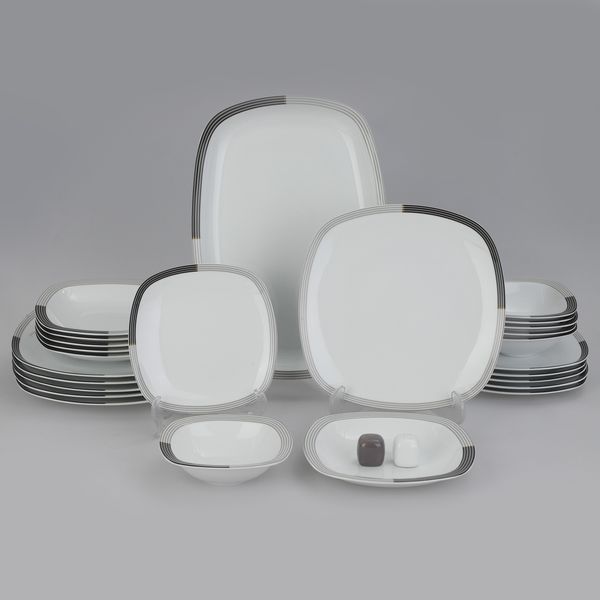 سرویس غذاخوری 27 پارچه 6 نفر چینی زرین ایران مدل وگاس اوریت سری کواترو درجه عالی