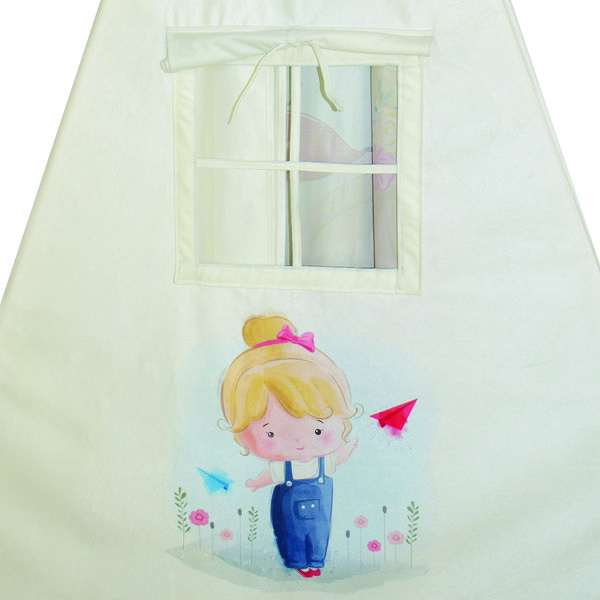 چادر بازی کودک مدل سرخپوستی طرح دختر کد PT527 به همراه کوسن