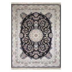 فرش مشهد 1200 شانه تراکم3600 کد 802100 زمینه سرمه ای ارسال رایگان درب منزل + تضمین اصالت