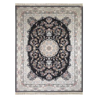 فرش مشهد 1200 شانه تراکم3600 کد 802100 زمینه سرمه ای ارسال رایگان درب منزل + تضمین اصالت