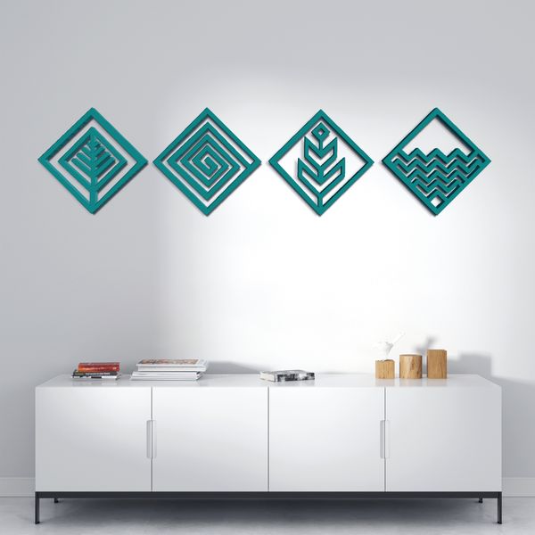 دیوارکوب مدل عناصر چهارگانه طرح لوزی مجموعه 4 عددی