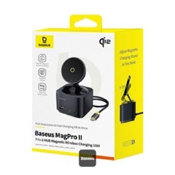 شارژر رومیزی بی سیم 15 وات 7 پورت بیسوس مدل MAGPRO 2 (گارانتی 24ماهه آونگ)