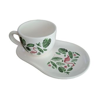 ست فنجان و نعلبکی سرامیکی مدل فلامینگو