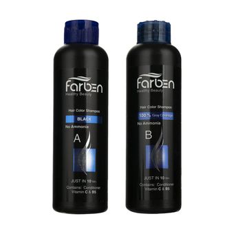 شامپو رنگ مو فاربن شماره 1.0 حجم 150 میلی لیتر رنگ مشکی مجموعه 2 عددی