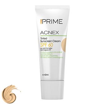 کرم ضدآفتاب رنگی پرایم مدل Acnex SPF60، مناسب پوست‌های چرب، حجم 40 میلی‌لیتر