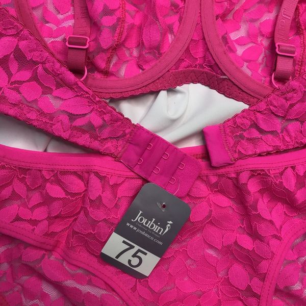 ست شورت و سوتین زنانه ژوبین مدل گیپوری طرح برگ رنگ سرخابی