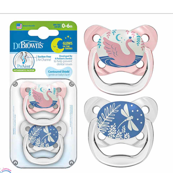 پستانک ارتودنسی شب تاب 0 تا 6 ماه طرح قو و سنجاقک دکتر براونز DR.Brown’s