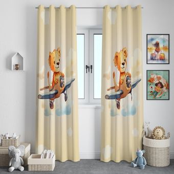 پرده اتاق کودک طرح خرس خلبان کد 21