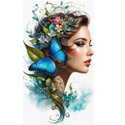 برچسب حرارتی لباس یا استیکر اتویی مدل پروانه و گیسو