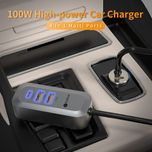 "شارژر فندکی 100 وات پرووان مدل PCG23 – فست شارژ + دو پورت USB و Type-C"