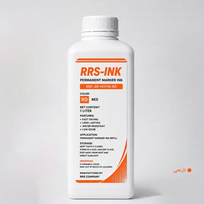 جوهر نارنجی شارژ ماژیک رنگ ثابت و صنعتی RRS-INK – حجم 1 لیتر (ضد آب و زود خشک)