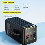 پاوربانک 22.5 وات پی زد ایکس مدل V89s PD Fast Charge ظرفیت 50000 میلی‌آمپرساعت به همراه چهار کابل متصل USB-A، USB-C، MicroUSB
