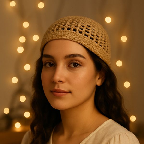 کلاه بافتنی گل قند